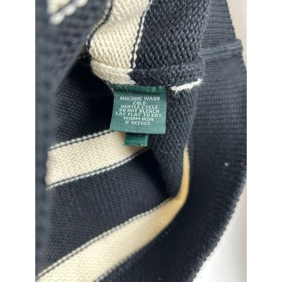 Lauren Ralph Lauren Women's Medium 1/4 Zip Striped Sweater 100% Cotton - Picture 8 of 13